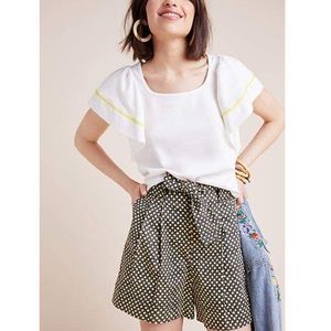 Anthropologie Maeve Sherman Flutter Sleeve Top